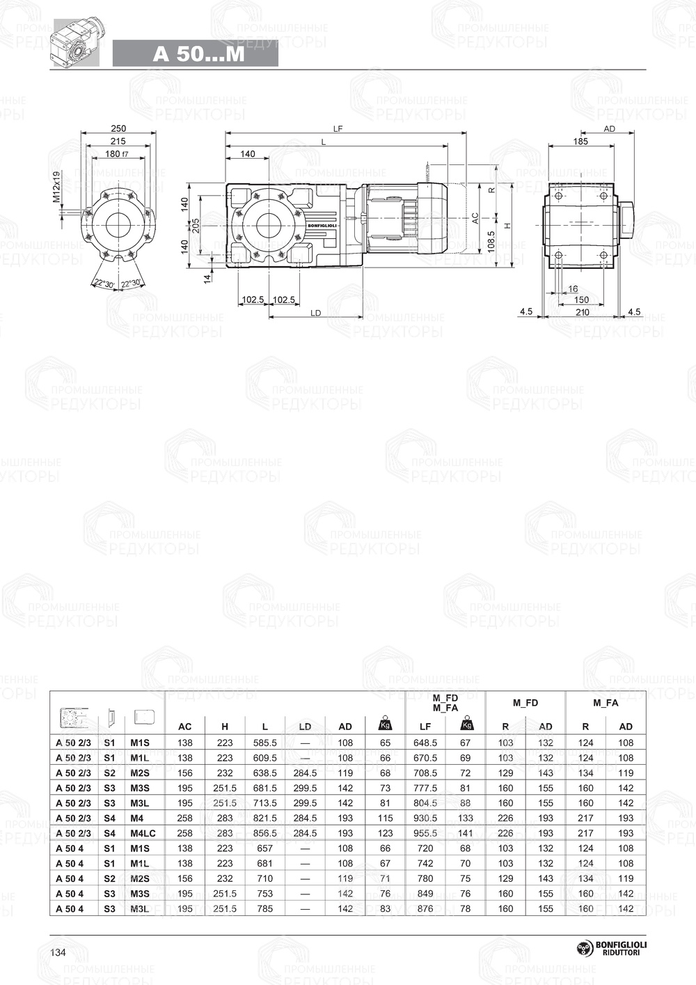 Мотор-редуктор Bonfiglioli A 50 Bonfiglioli A 50